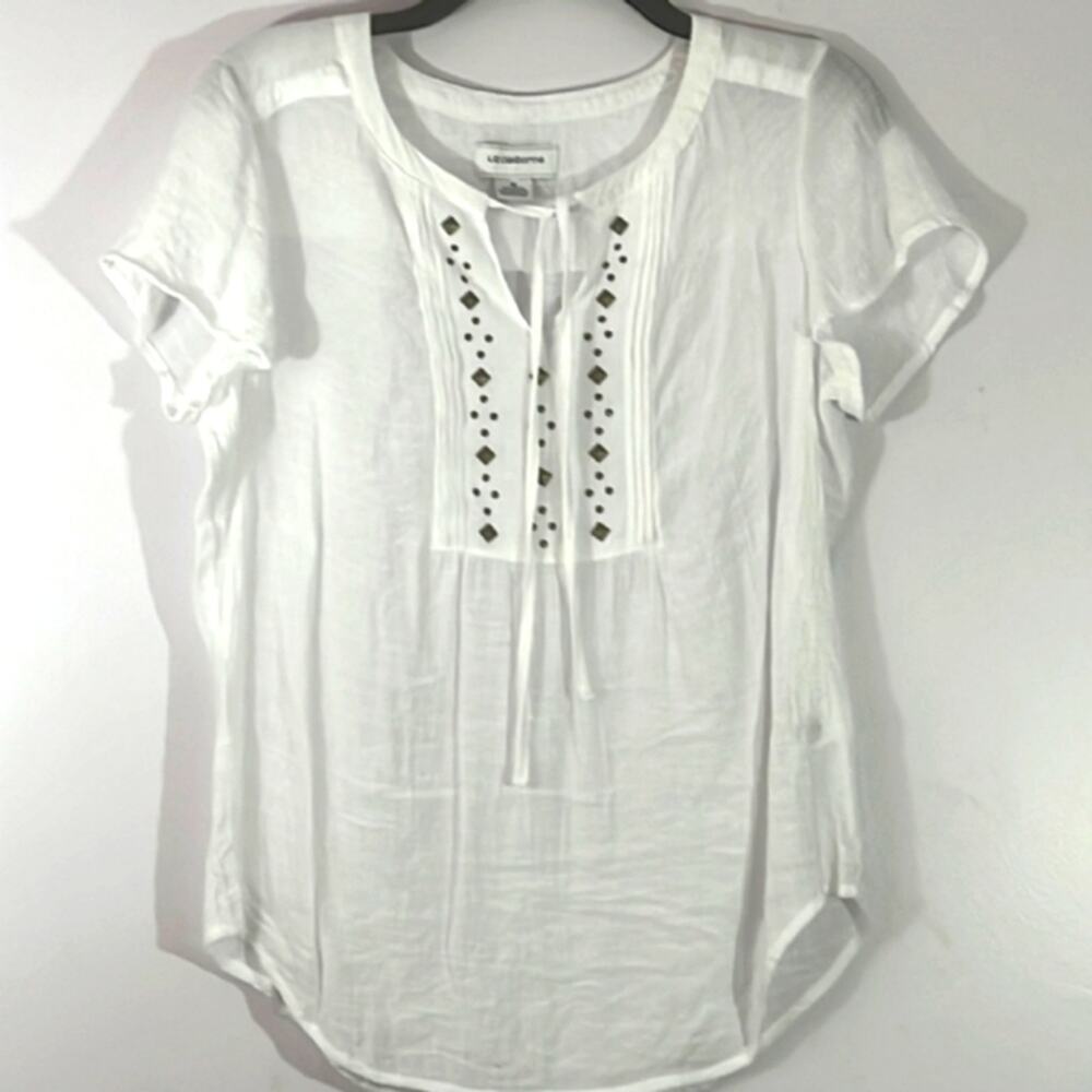 Liz Claiborne Petite Gauzy Boho Top NWOT